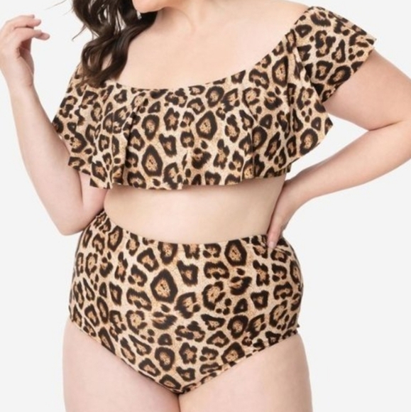 Leopard Print High Waist Louise Swim Bottom - Picture 2 of 4
